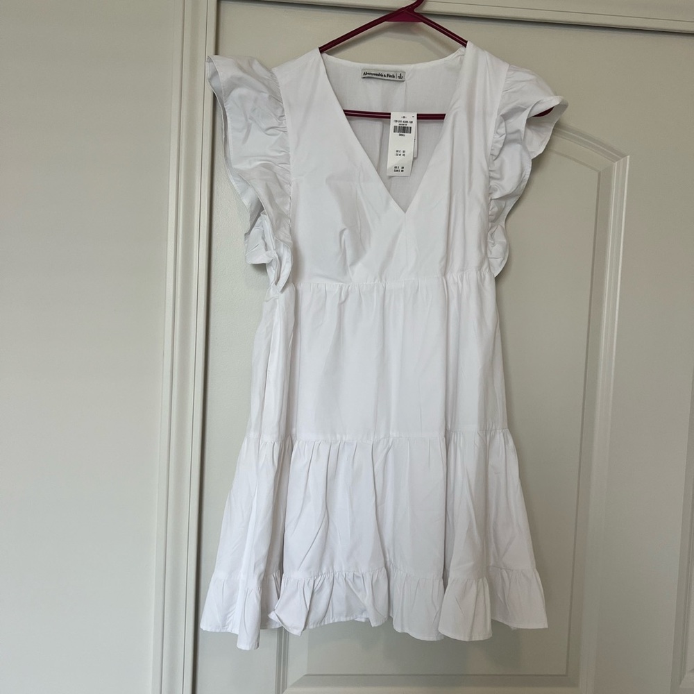Abercrombie & Fitch White Ruffled Mini Dress